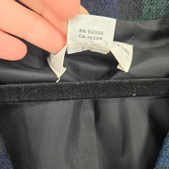 Liz Claiborne size 4 green blue Tartan plaid 3 button long blazer wool blend - Picture 11 of 13
